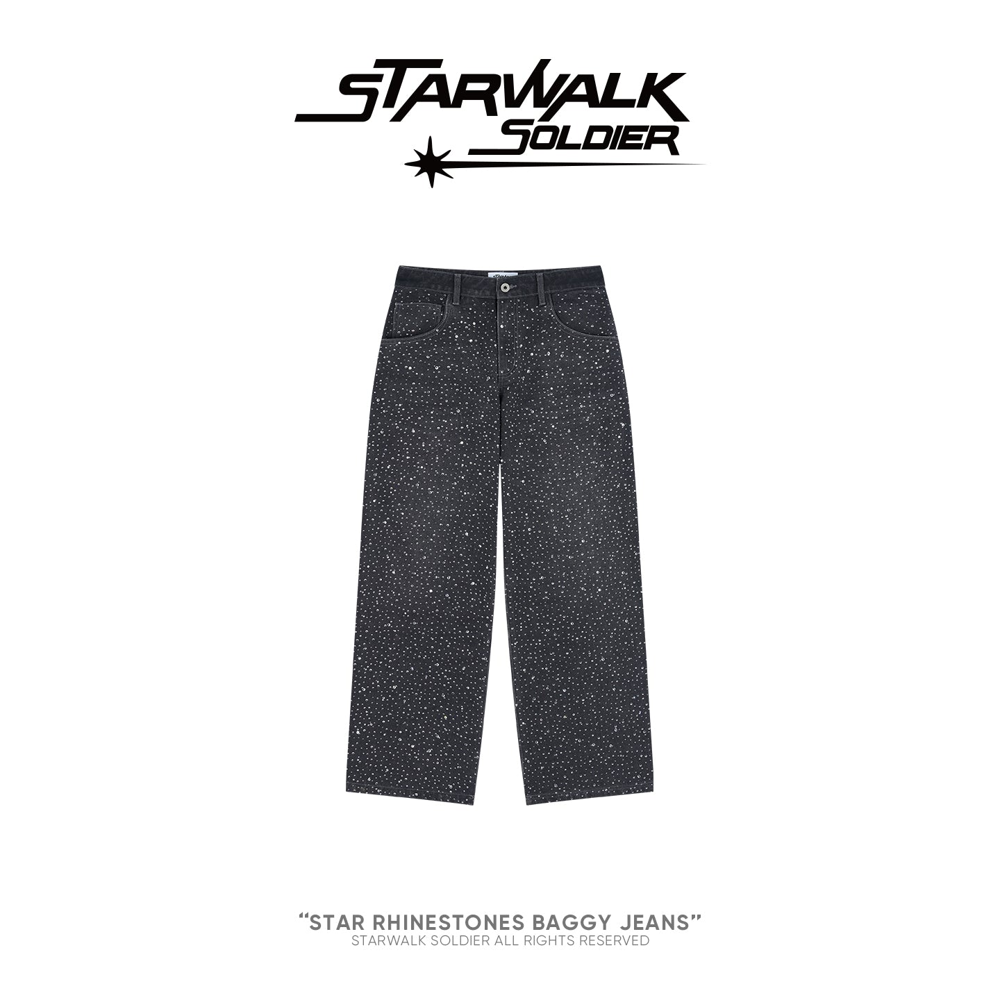 STAR RHINESTONES BAGGY JEANS