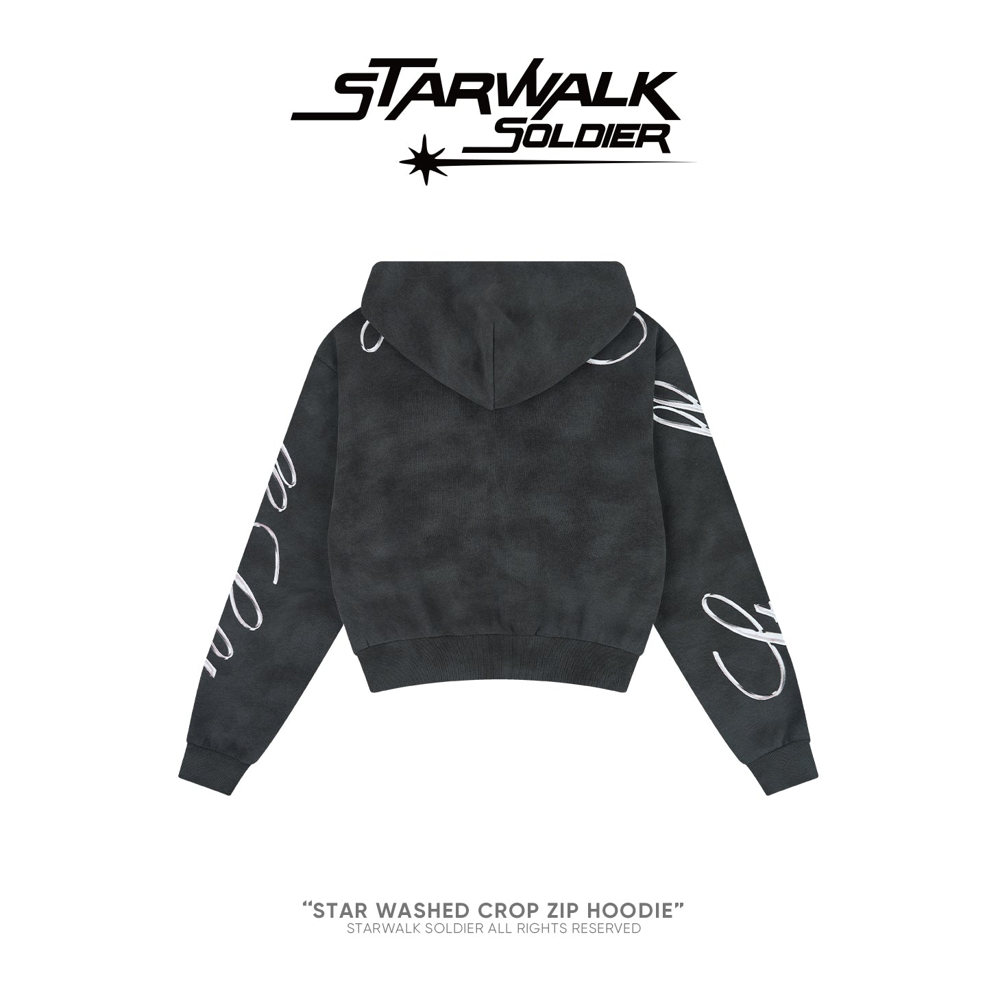 STAR WASHED CROP ZIP HOODIE