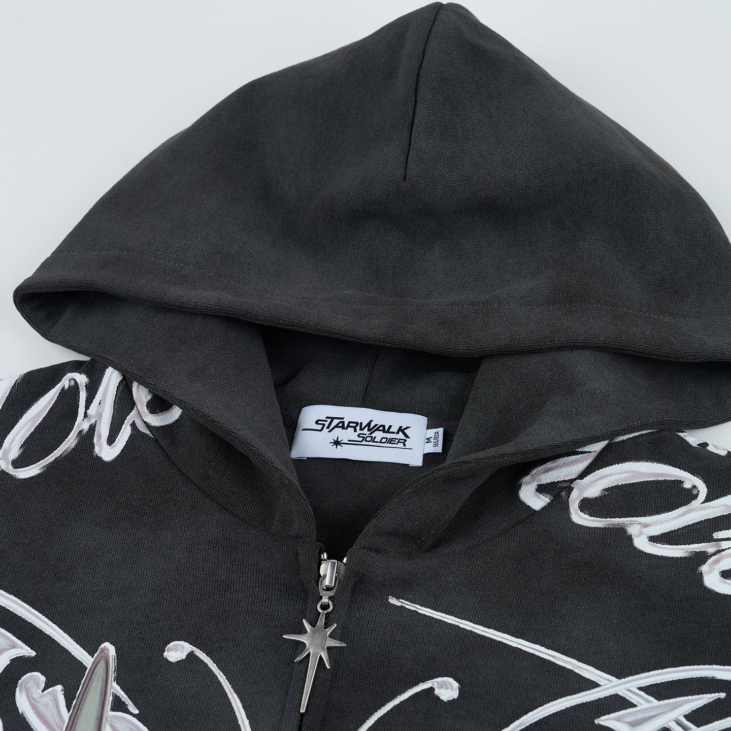 STAR WASHED CROP ZIP HOODIE