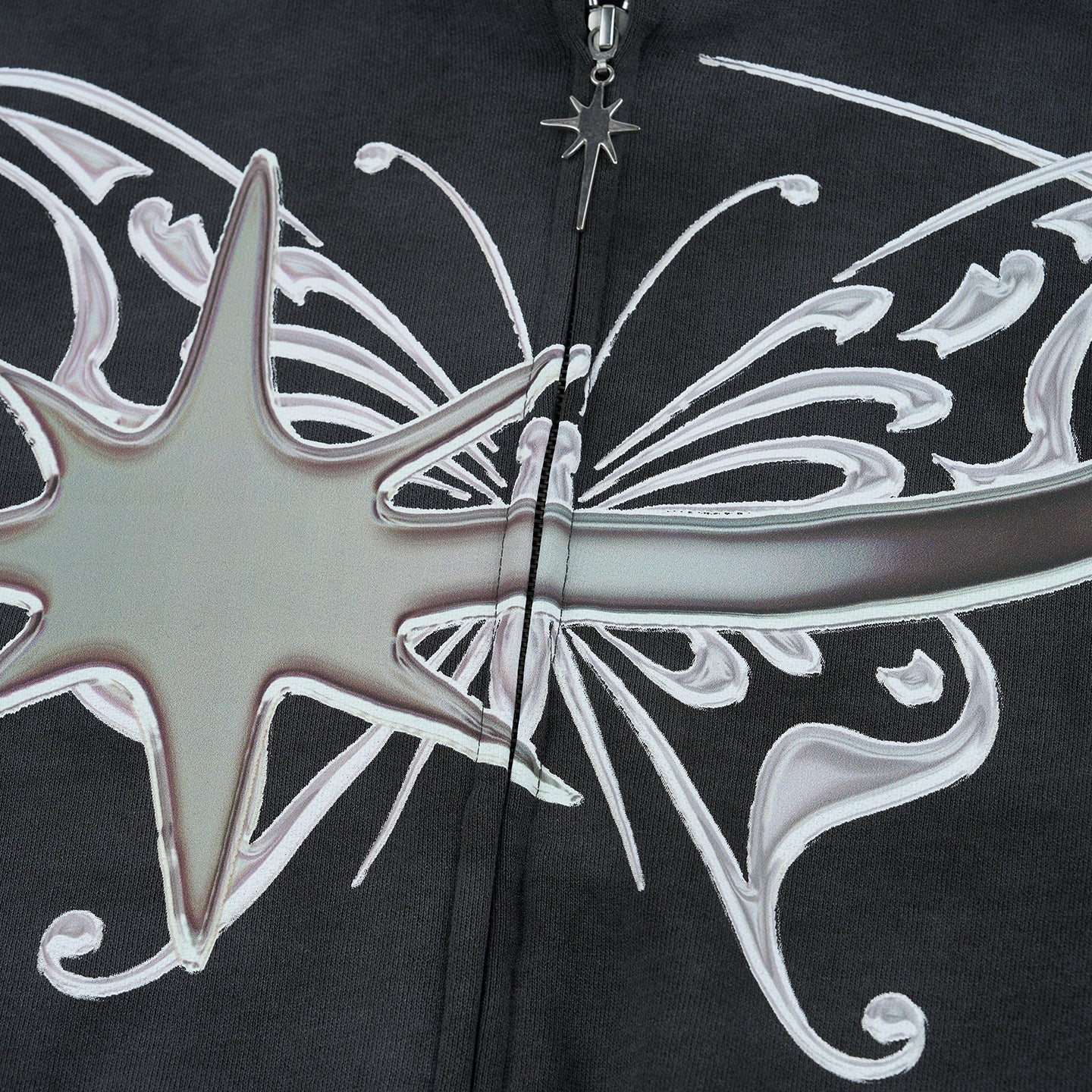 STAR WASHED CROP ZIP HOODIE