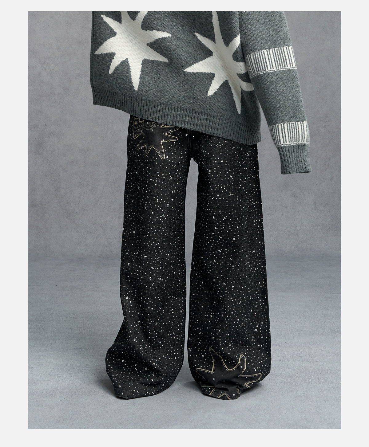 STAR RHINESTONES BAGGY JEANS