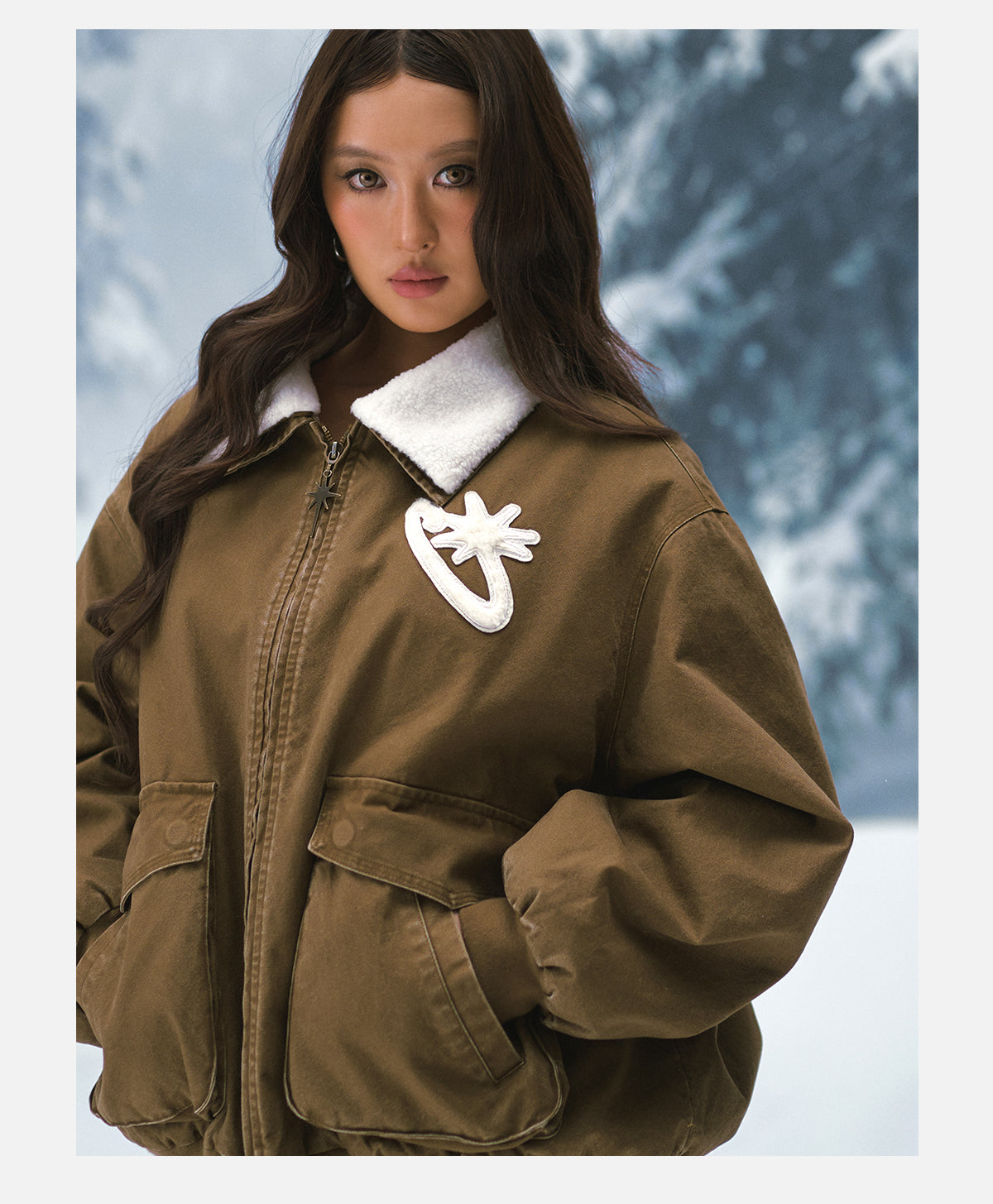 Star Zip Shearling Jacket