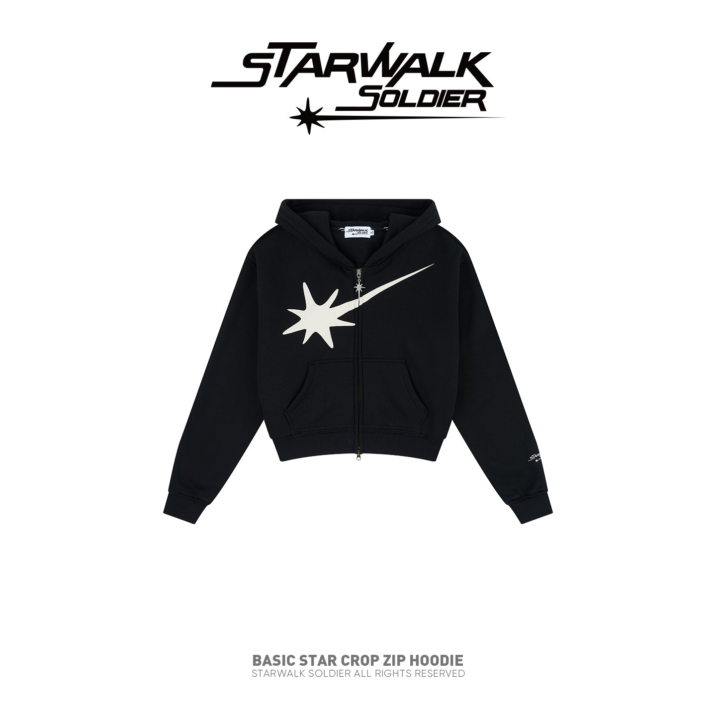 BASIC STAR CROP ZIP HOODIE