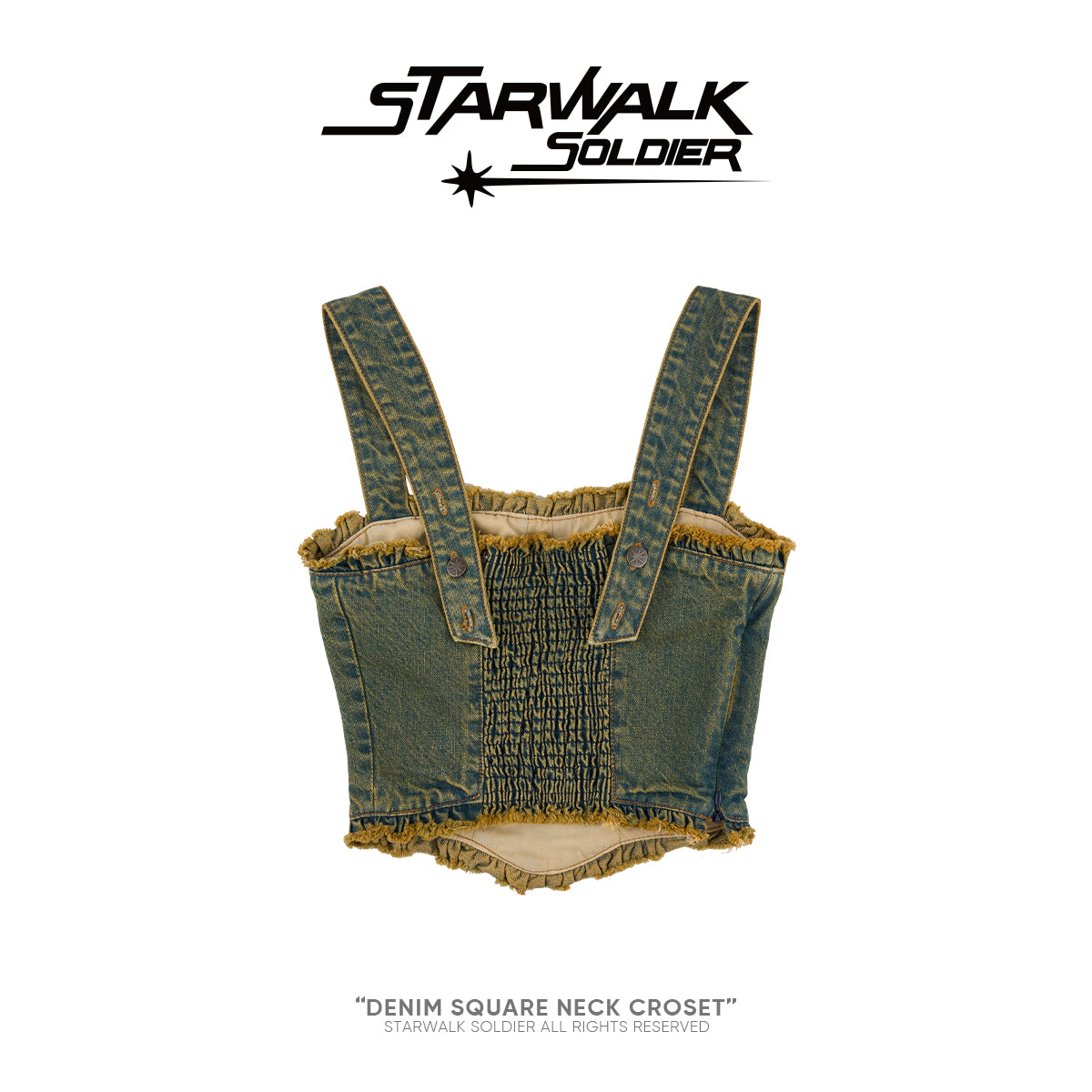 Denim Square Neck Croset