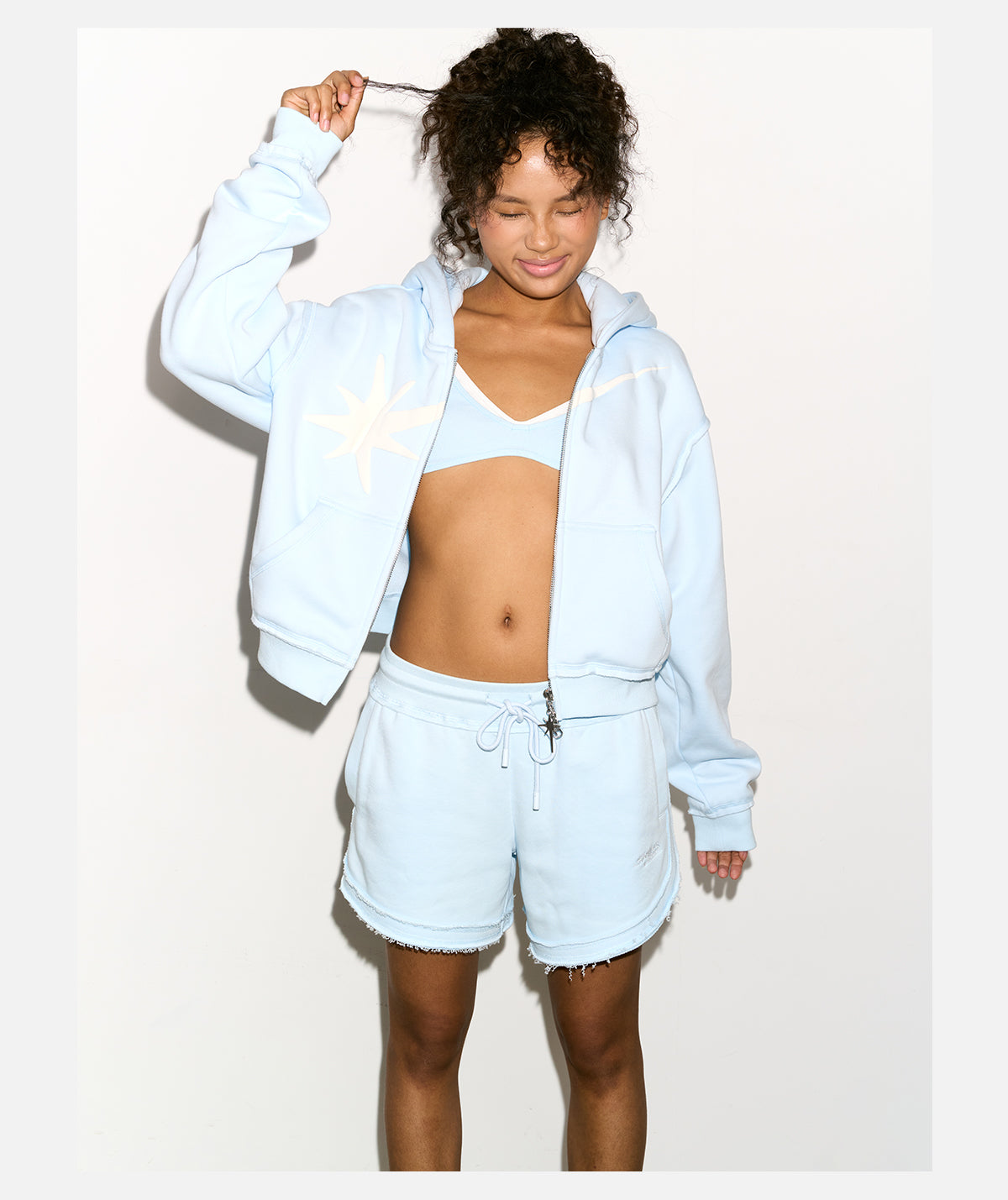 BASIC STAR CROP ZIP HOODIE