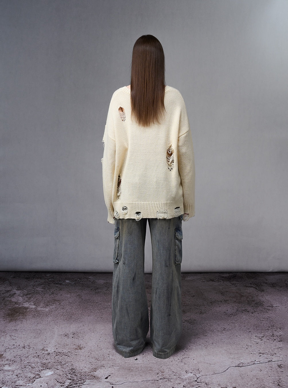 Printed Distressed Sweater