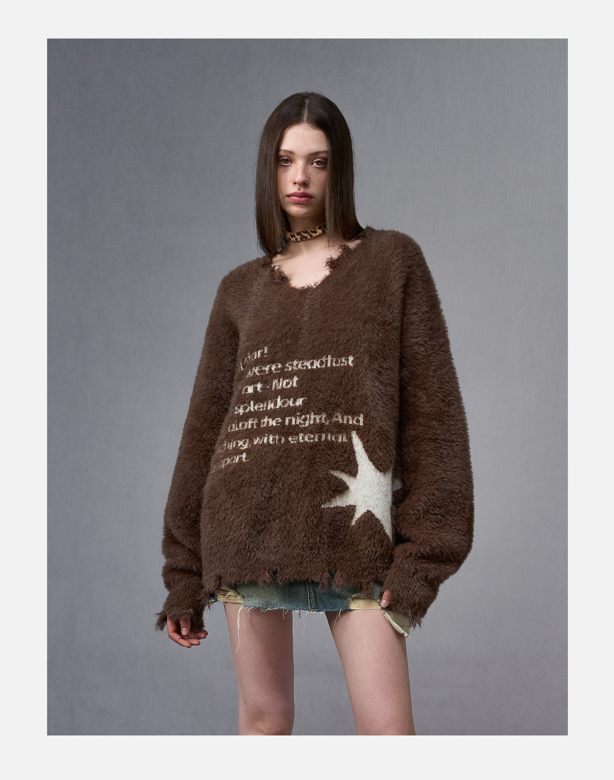 Brown Jacquard Sweater