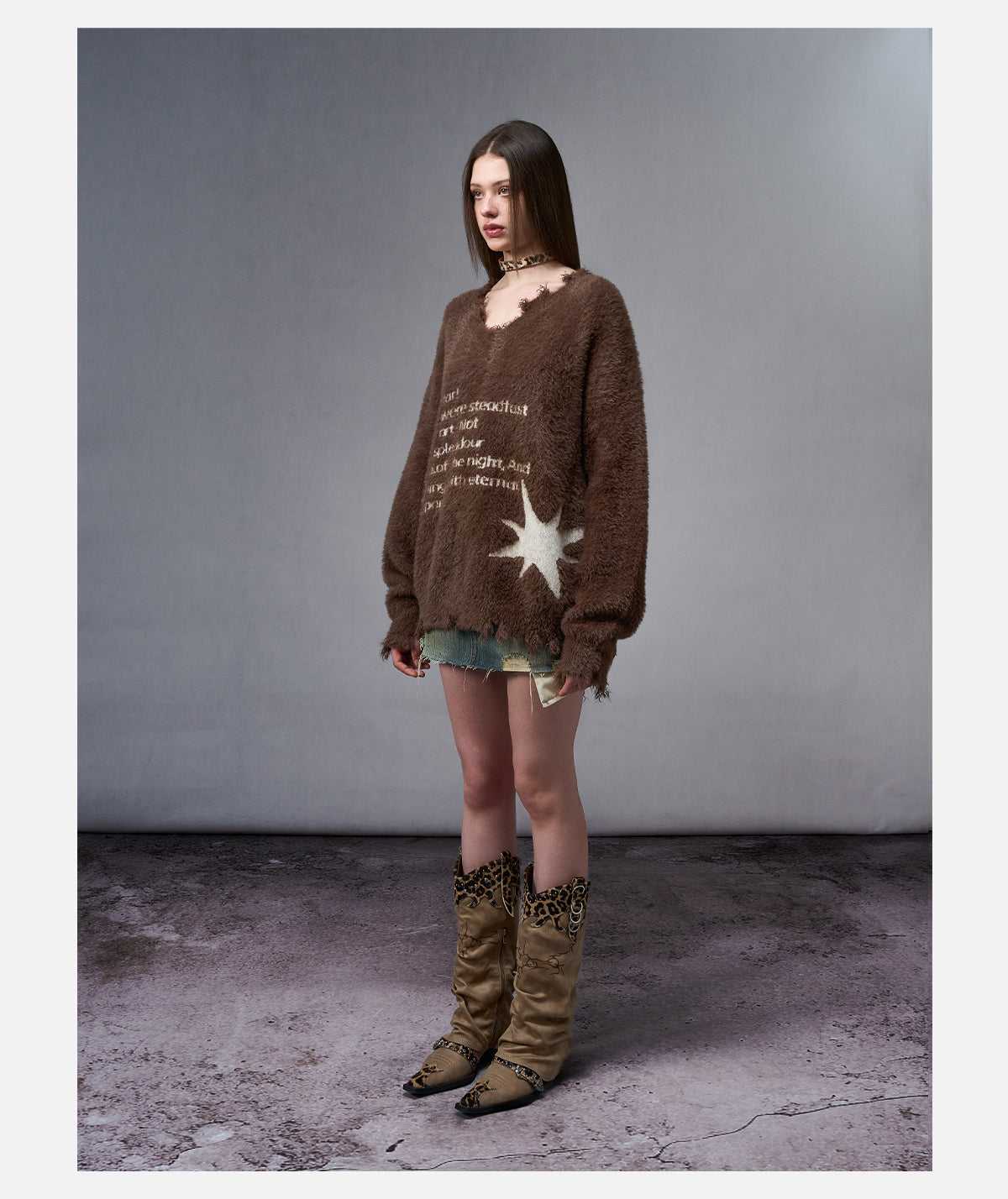 Brown Jacquard Sweater