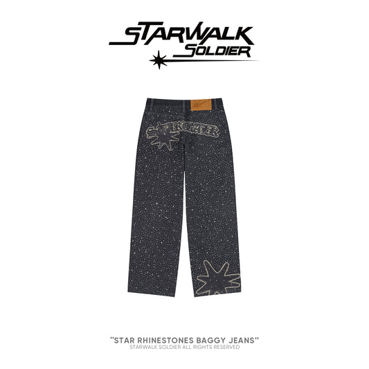 STAR RHINESTONES BAGGY JEANS