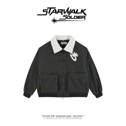 Star Zip Shearling Jacket