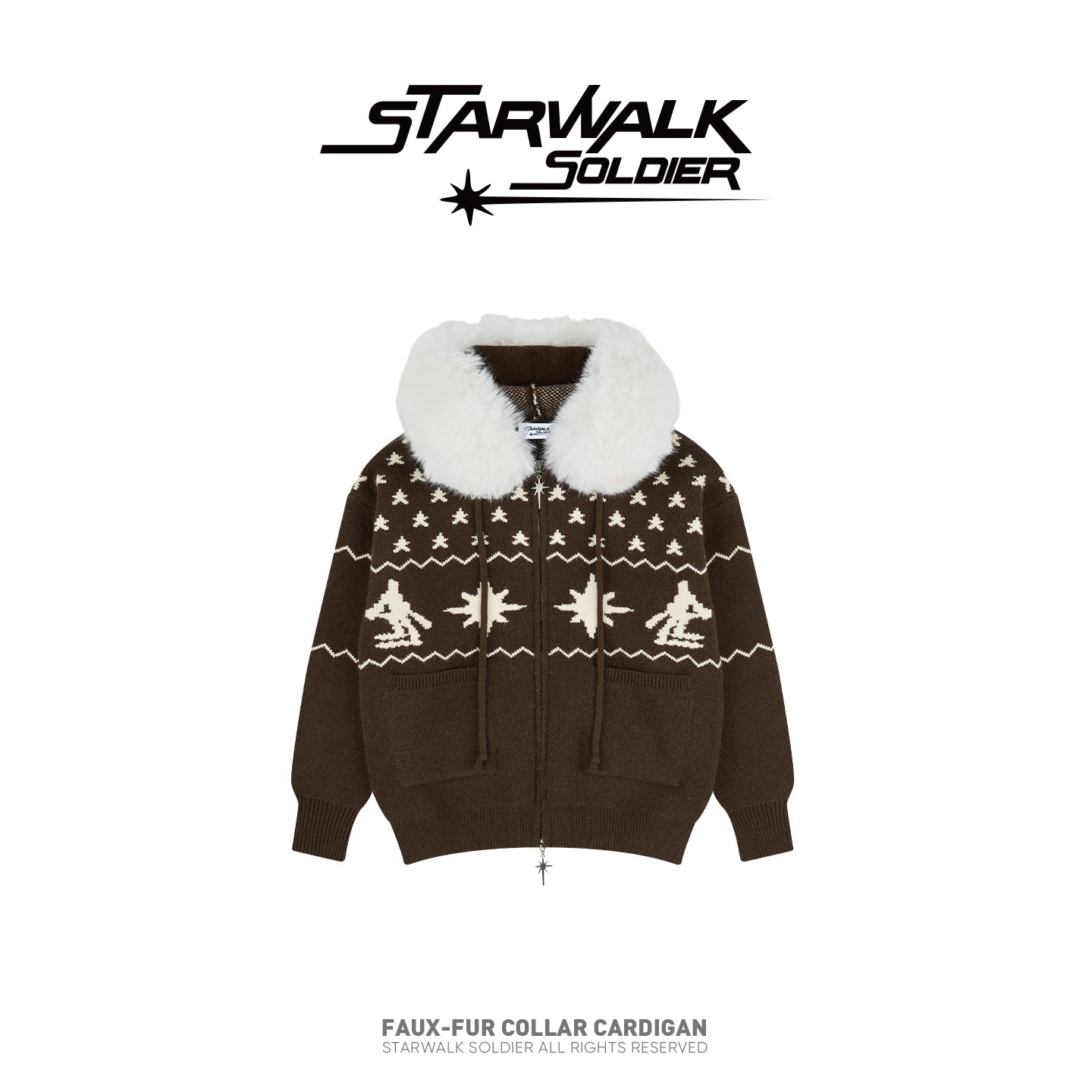 Faux-Fur Collar Cardigan