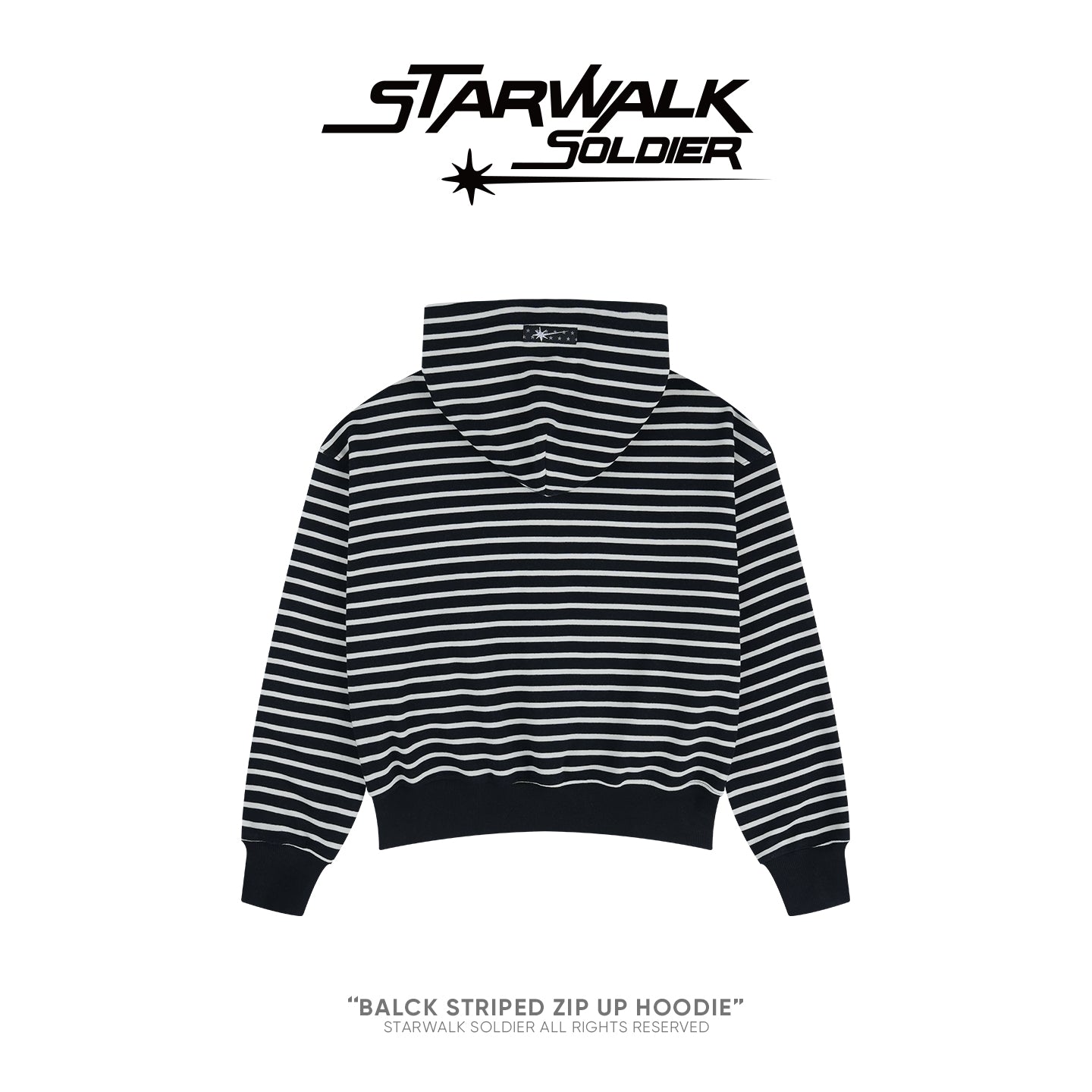 Balck Striped Zip Up Hoodie
