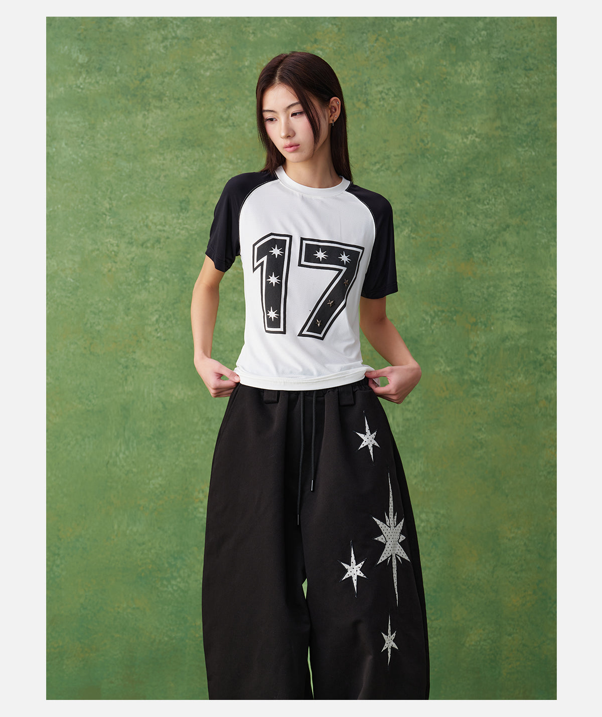 Star Printed Raglan Top