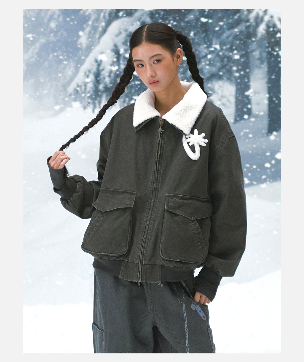 Star Zip Shearling Jacket