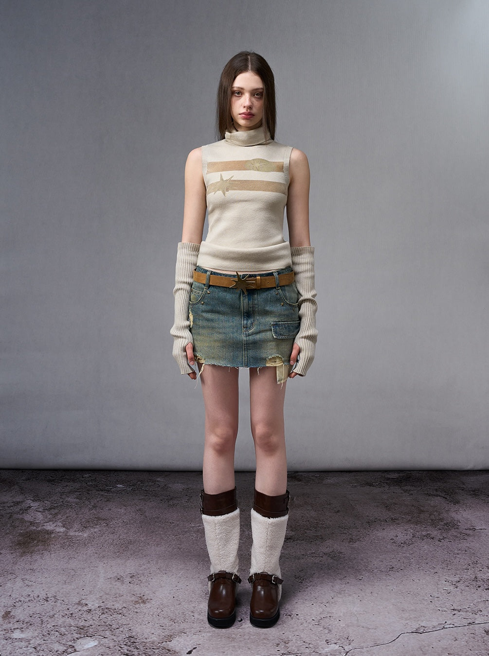 Washed Denim Mini skirt