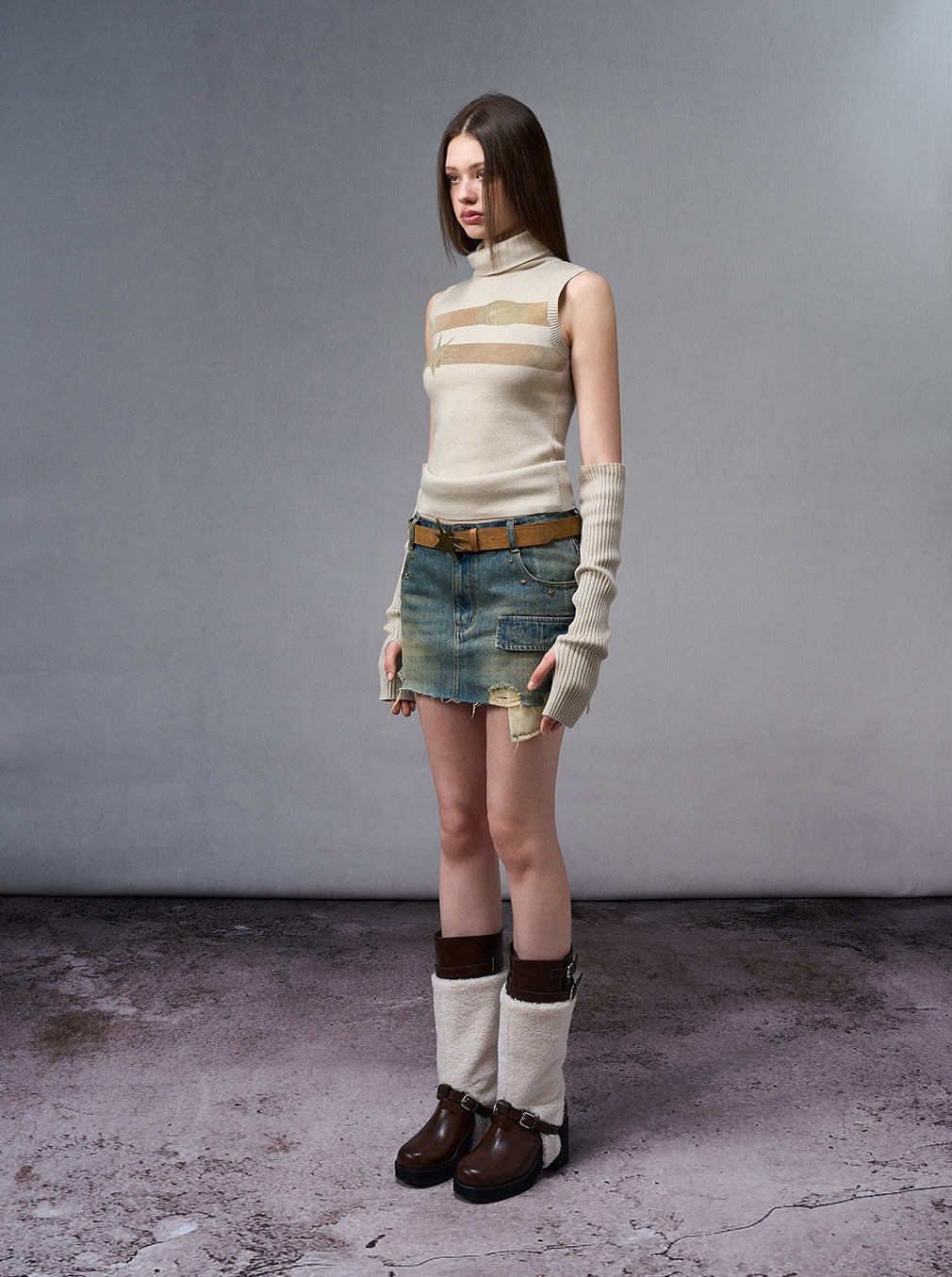 Washed Denim Mini skirt