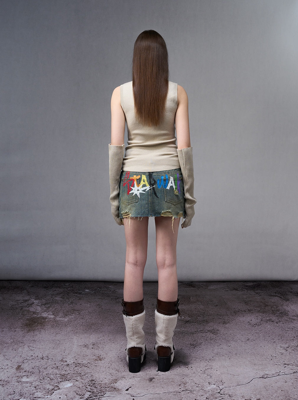 Washed Denim Mini skirt