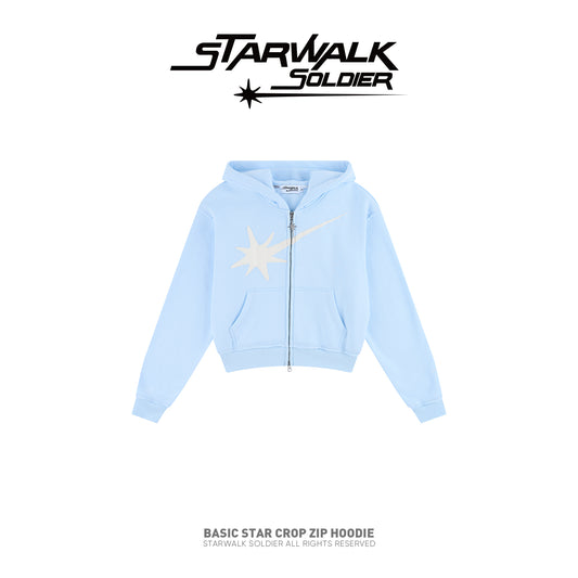 BASIC STAR CROP ZIP HOODIE