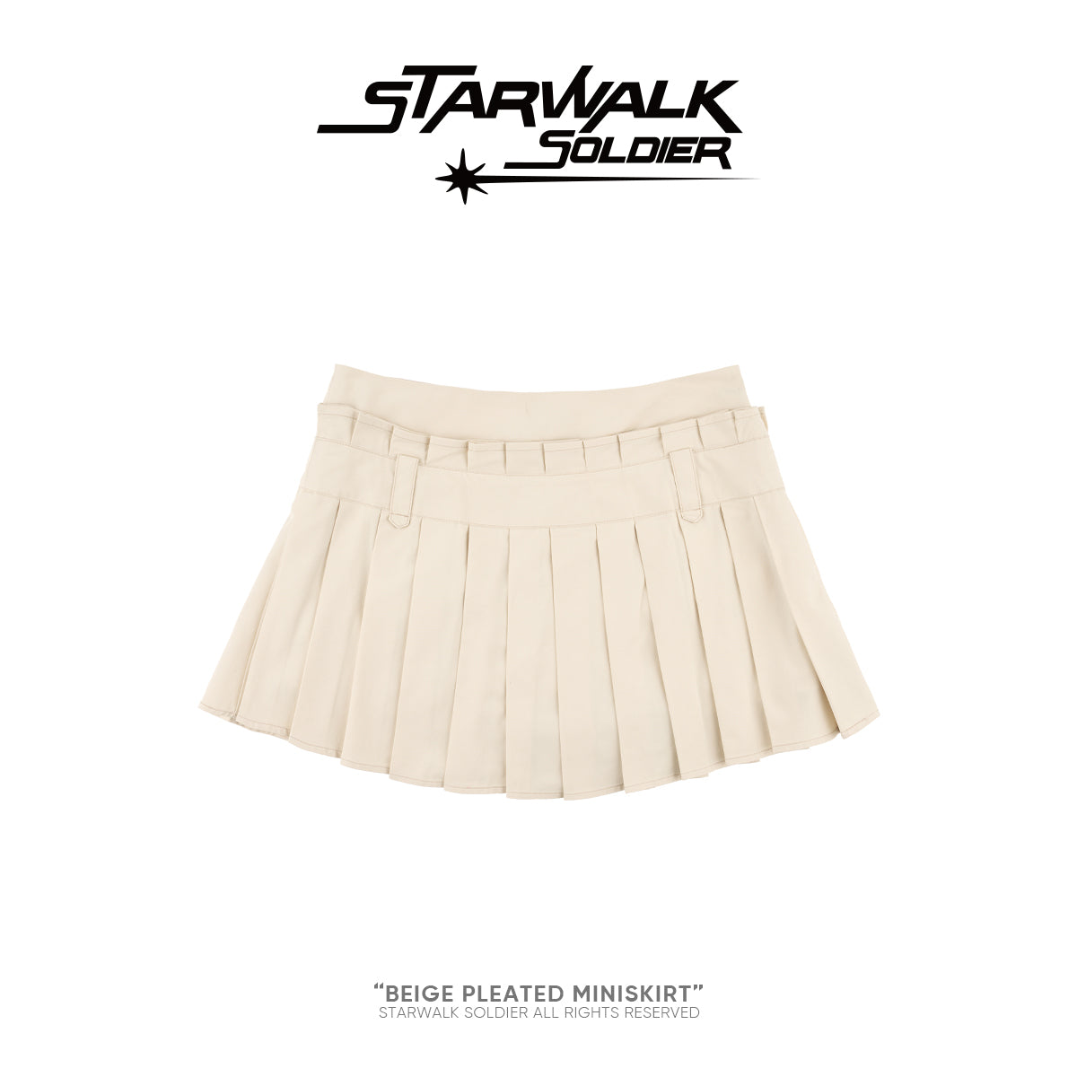 Beige Pleated Mini skirt